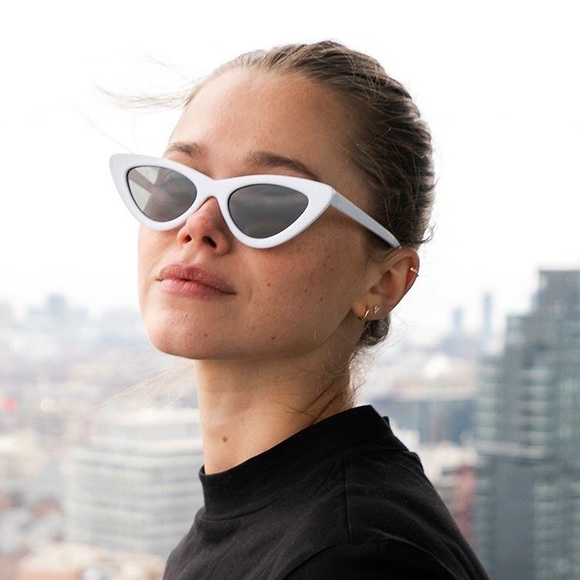 leia Accessories - Leia by Valeria white vintage cat eye sunglasses
